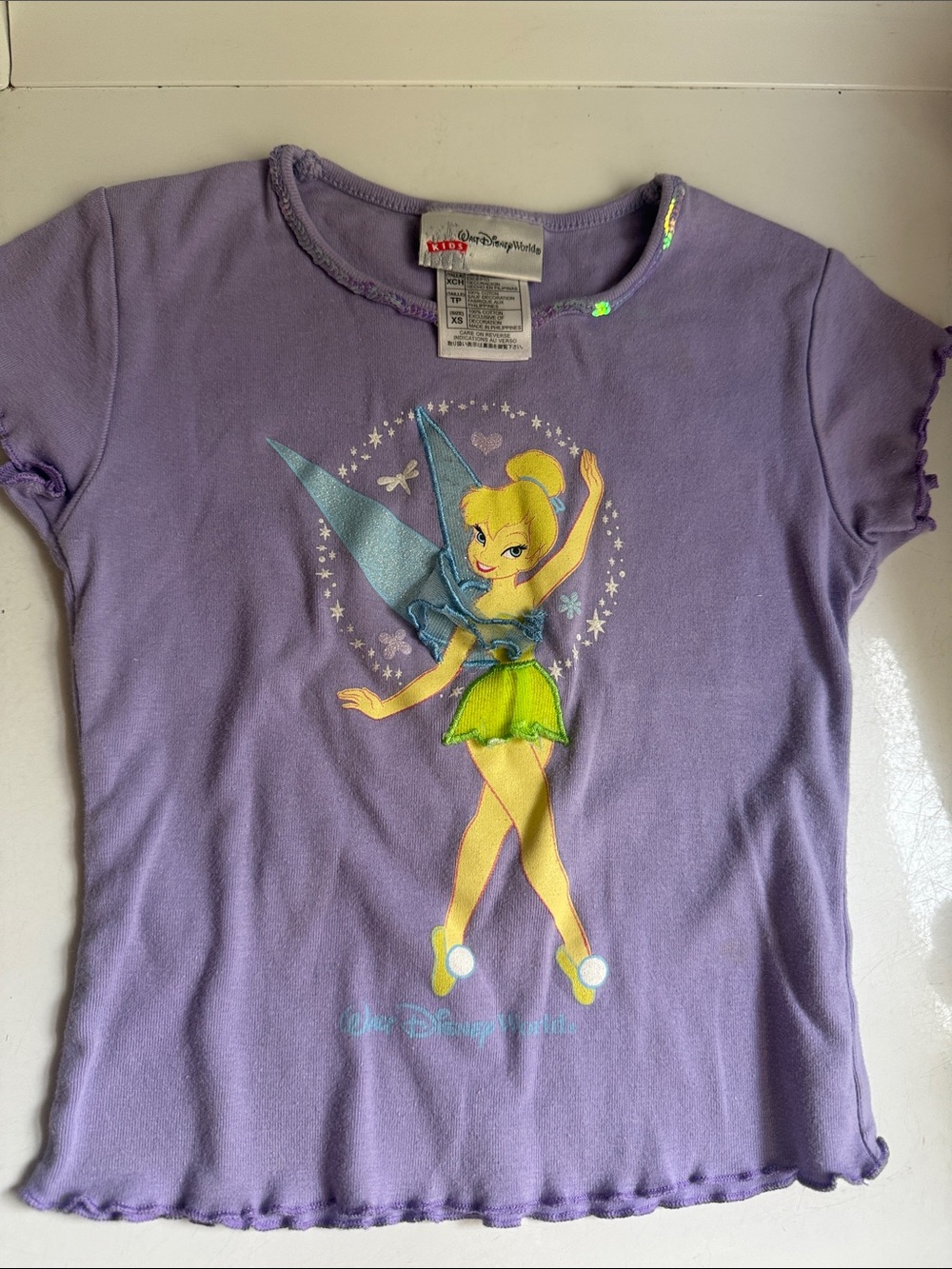 Vintage Disney Purple Tinker Bell Short Sleeve Tee for Kids